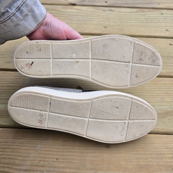 Stuart Weitzman Light Gray and Silver Slip-On Sneakers, Size 8 - Picture 6 of 7